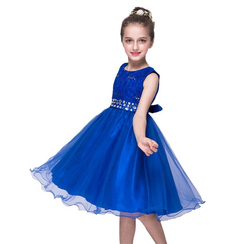 DreamHigh Sequined Flower Girls Party Pegant Dress (10, Royal Blue) - Image 1